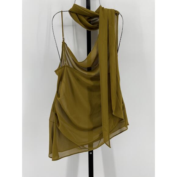 h:ours Olive Asymmetrical Top - Picture 3 of 4